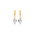 White Drop pear diamond studs with ear jackets in 18K yellow gold alternate view