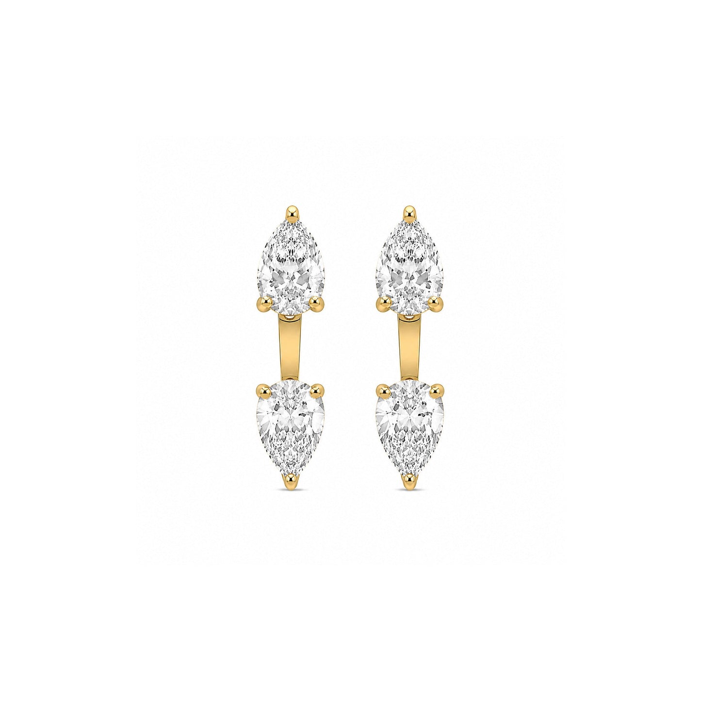 18K yellow-gold pear lab-grown diamond studs with ear jackets