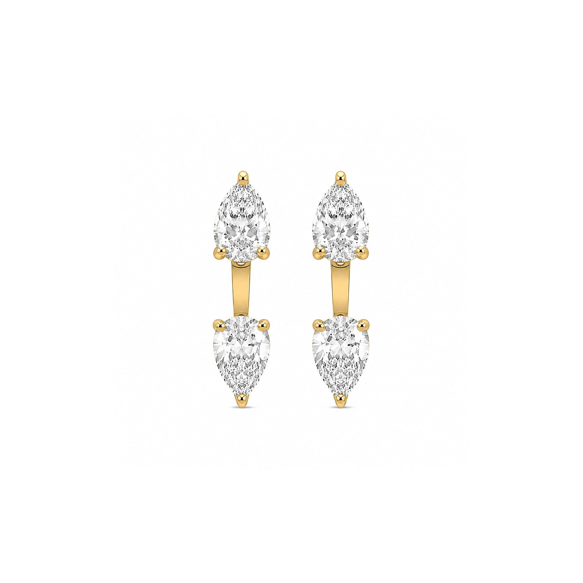 18K yellow-gold pear lab-grown diamond studs with ear jackets