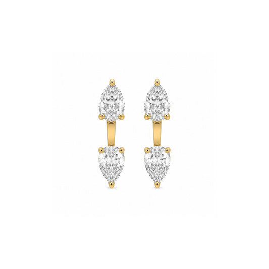 18K yellow-gold pear lab-grown diamond studs with ear jackets