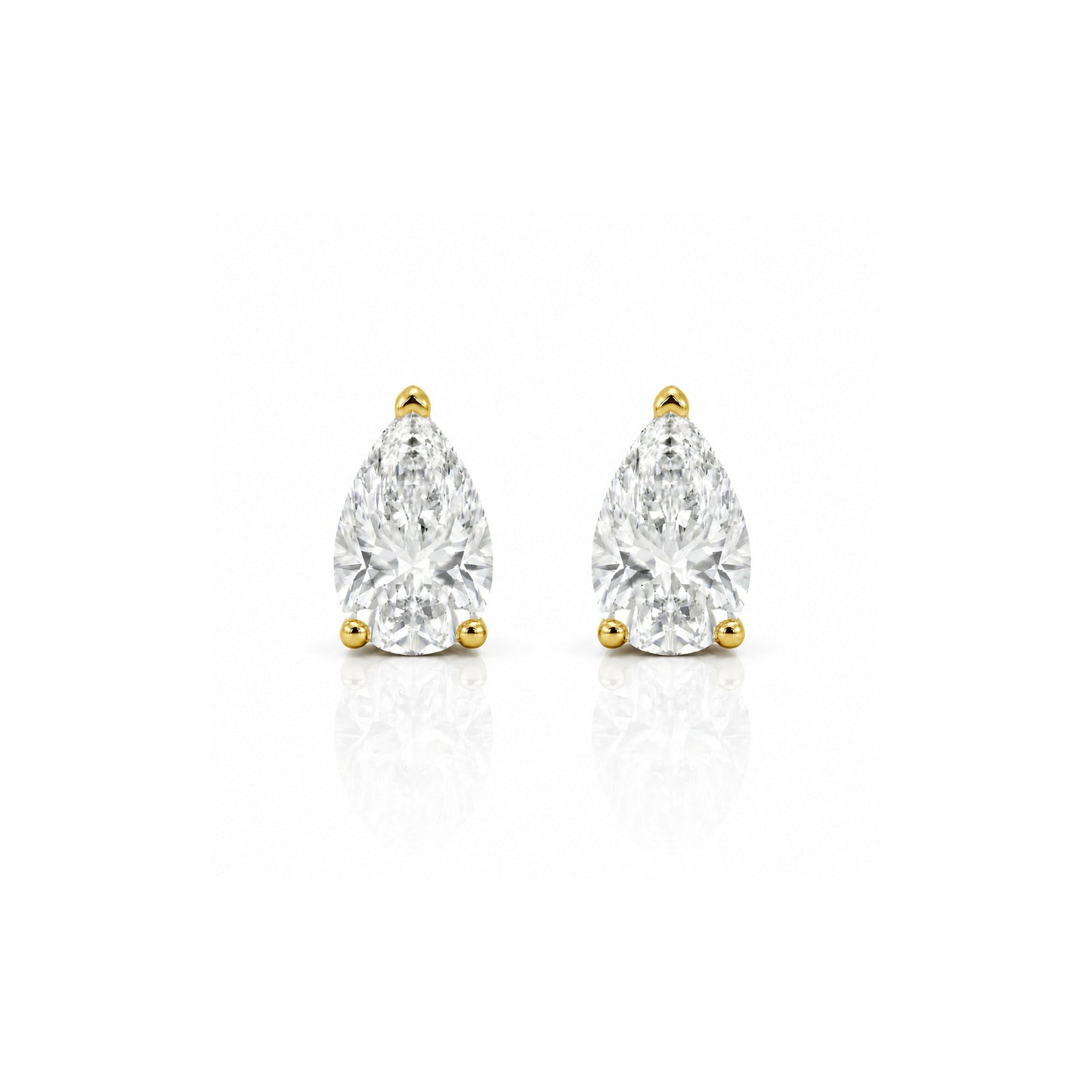 White Drop pear diamond studs in 18K yellow gold alternate product view