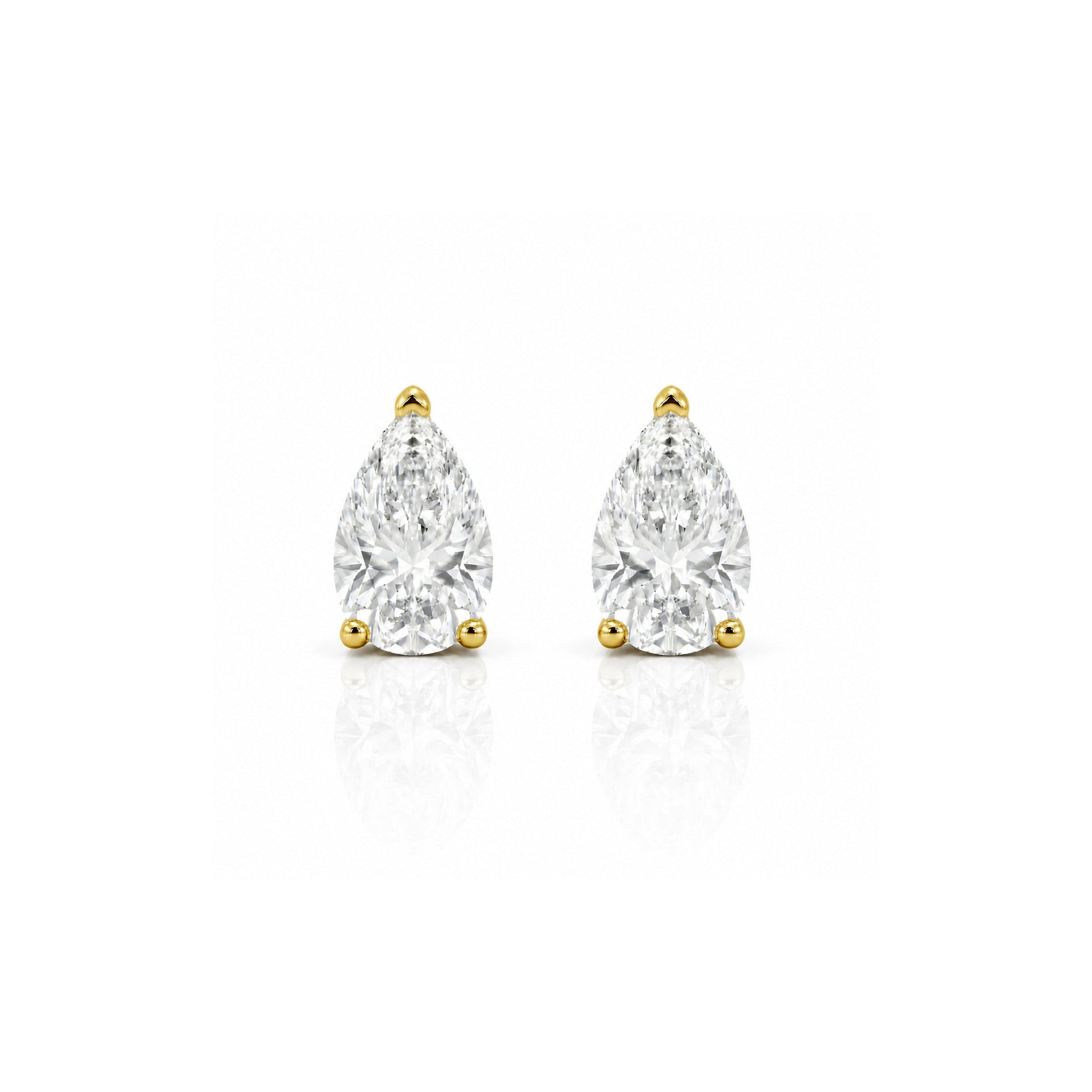 White Drop pear diamond studs in 18K yellow gold alternate product view