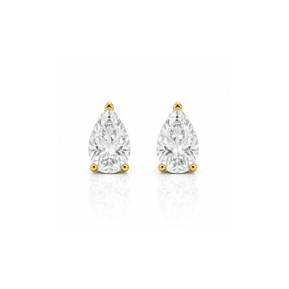 White Drop pear diamond studs in 18K yellow gold alternate product view