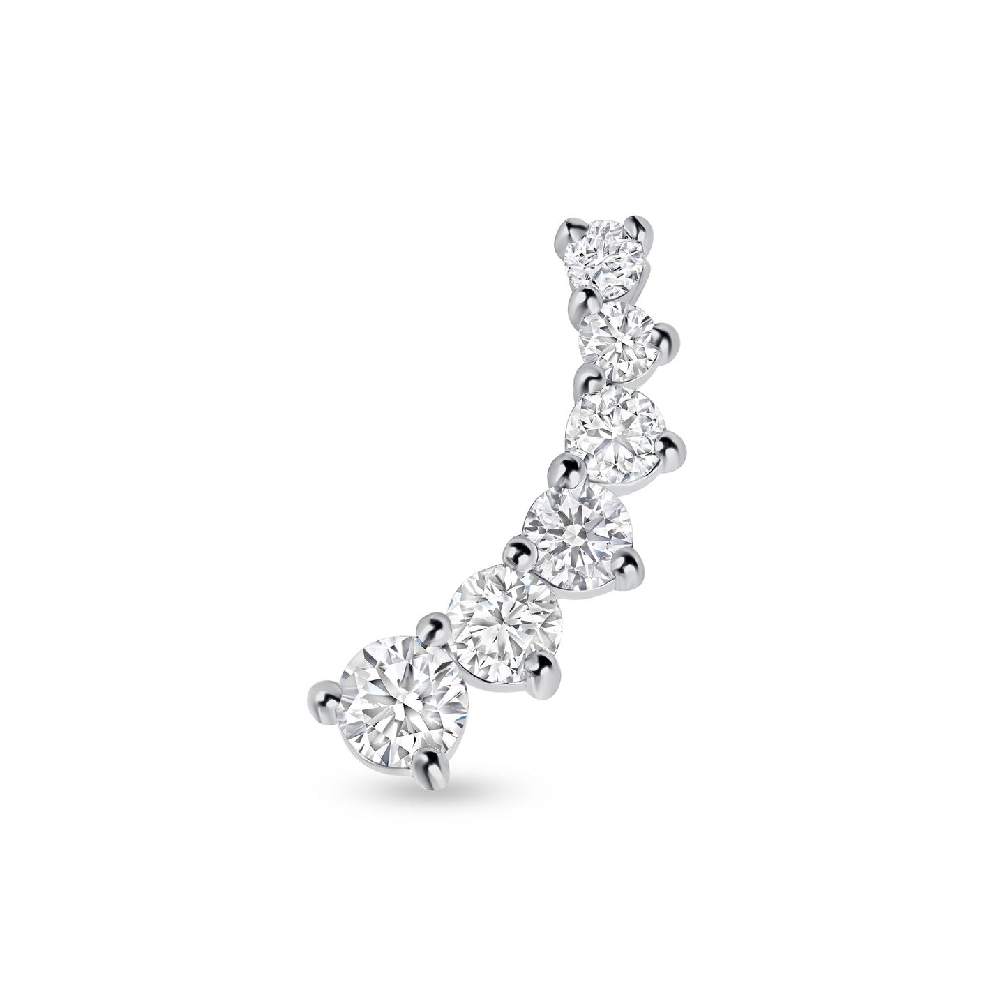 18K white-gold six-diamond ear climber with lab-grown diamonds