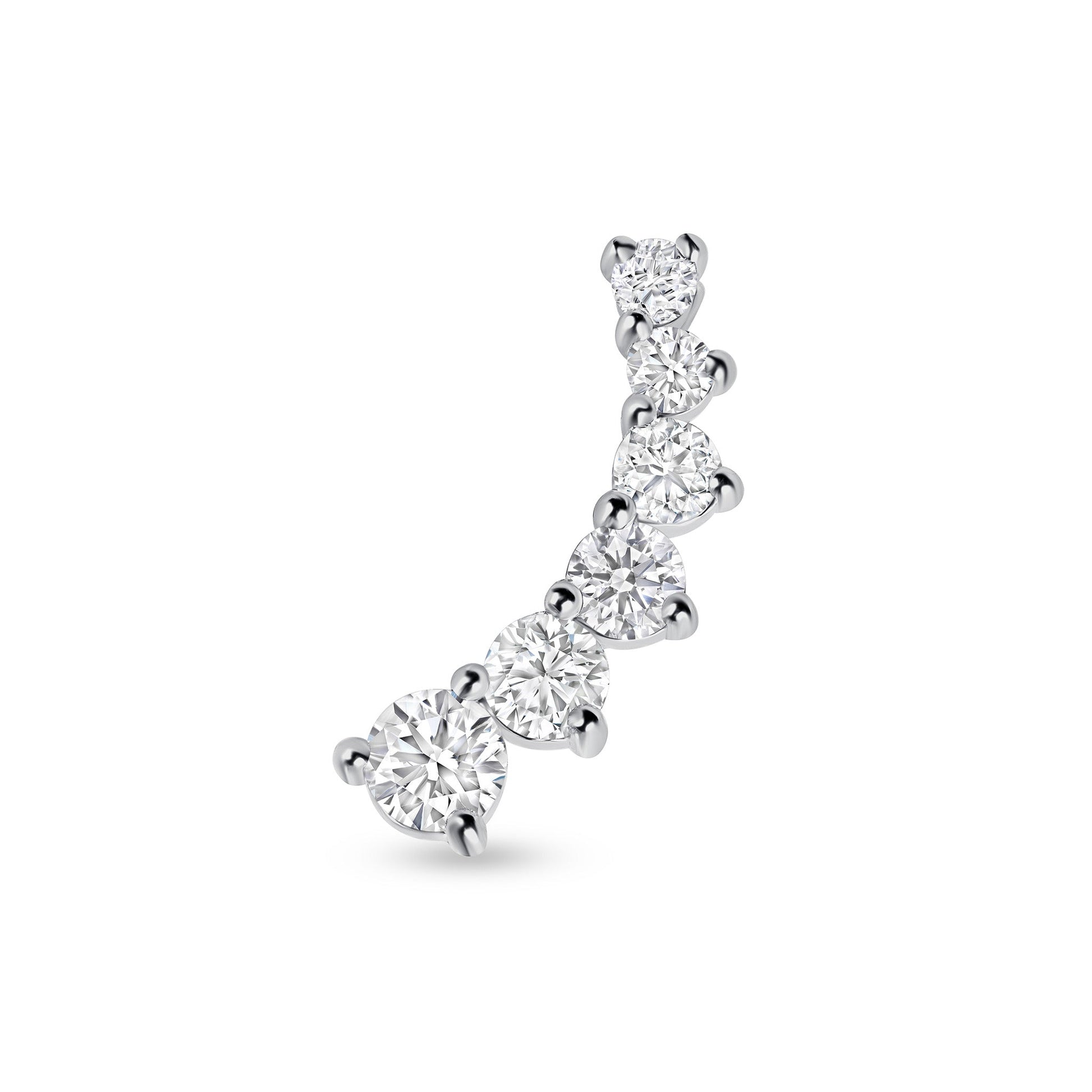 18K white-gold six-diamond ear climber with lab-grown diamonds