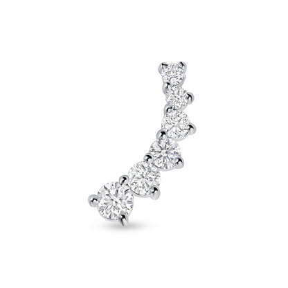 18K white-gold six-diamond ear climber with lab-grown diamonds
