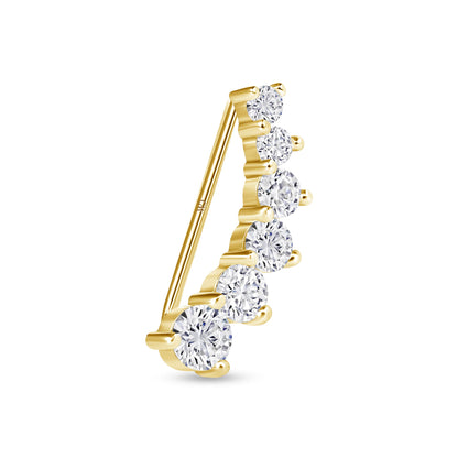 White Drop six-diamond ear climber in 18K yellow gold alternate view
