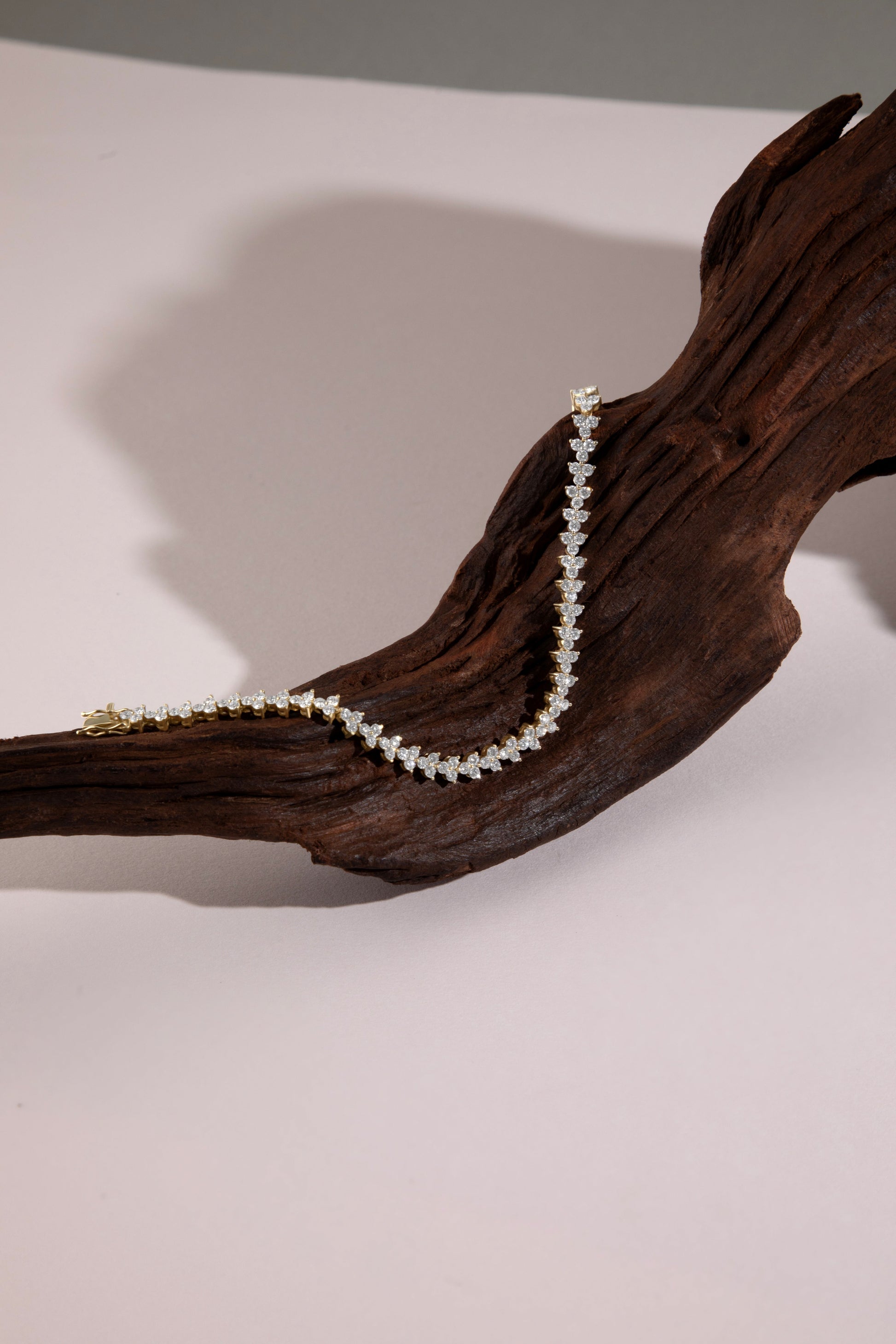 White Drop stardust tennis bracelet worn in an original lifestyle image