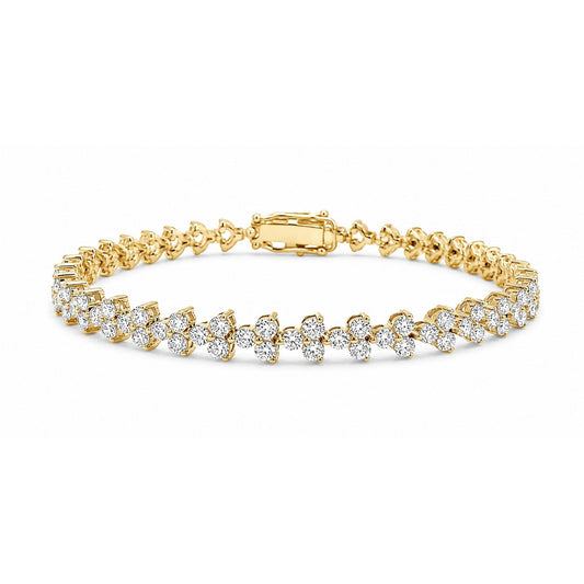 White Drop Stardust Tennis Bracelet in 18K yellow gold on a white background