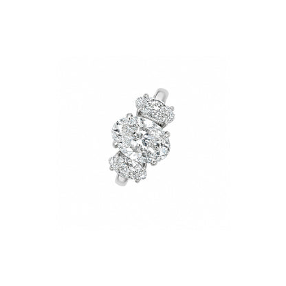 White Drop three-stone oval diamond ring in 18K white gold alternate view