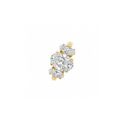 White Drop three-stone oval diamond ring in 18K yellow gold alternate view