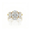 18K yellow-gold three-stone oval lab-grown diamond ring