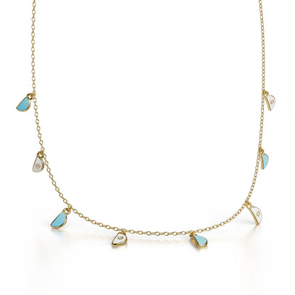 Amara Charm Pendant Necklace in yellow gold – angled view