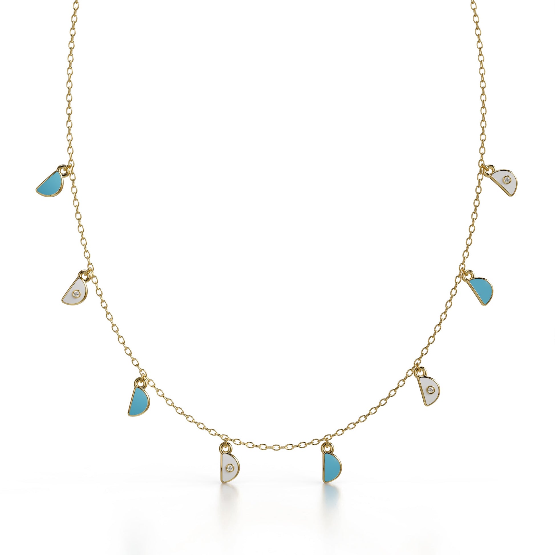 Amara Charm Pendant Necklace in yellow gold – front view