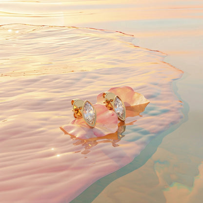 ZORÁE Core Axis Studs 18K yellow gold earrings campaign image