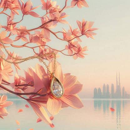ZORÁE Core Frame 18K yellow gold necklace campaign image