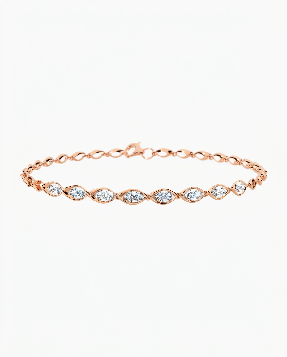 Zoráe Core Line bracelet in 18K rose gold with marquise lab-grown diamonds